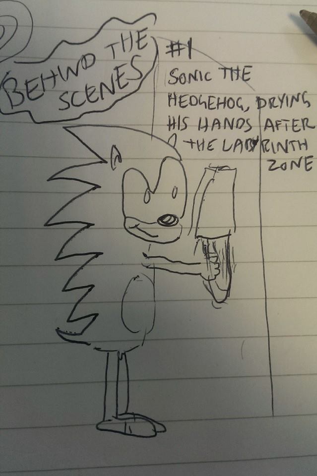 Behind the Scenes #1: Sonic the Hedgehog drying his hands after the Labyrinth Zone